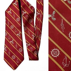 Men’s Tie 3.5in Nautical Sailor Ocean Boat Theme Red Yellow